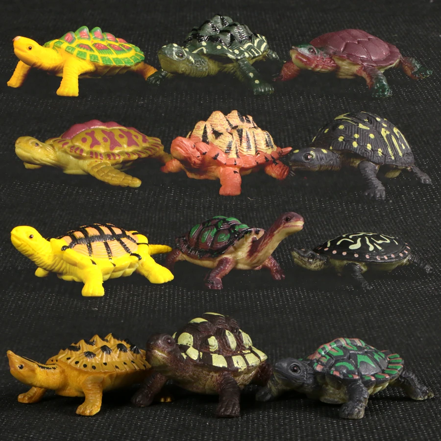 Реалистичная пластиковая мини модель черепахи 12 шт./лот|Игровые фигурки и
