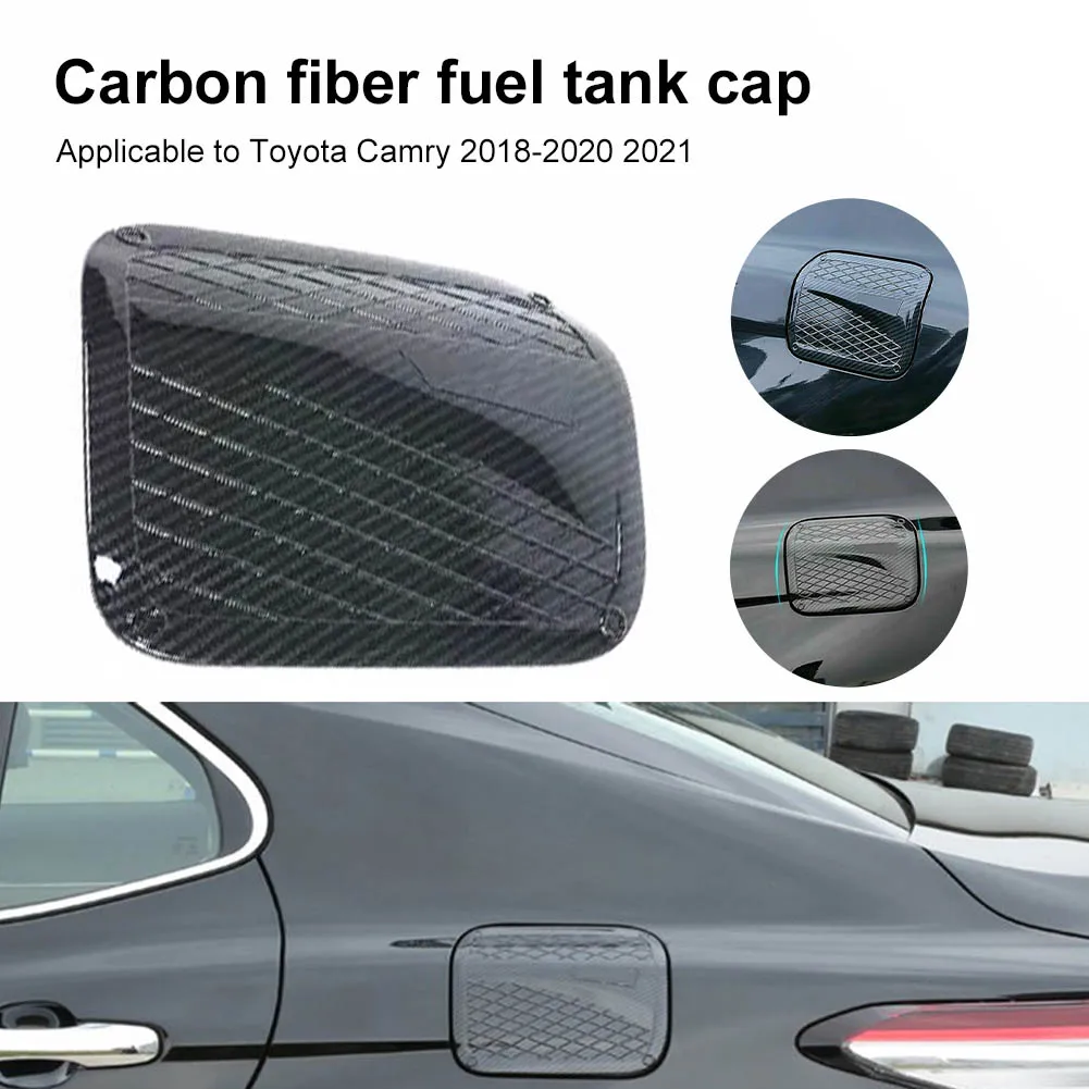 

Fuel Tank Door Cover Sticker Carbon Fiber ABS Car Decals Gas Tank Decoration for Toyota Camry 2018-2021 Car Exterior Decoration