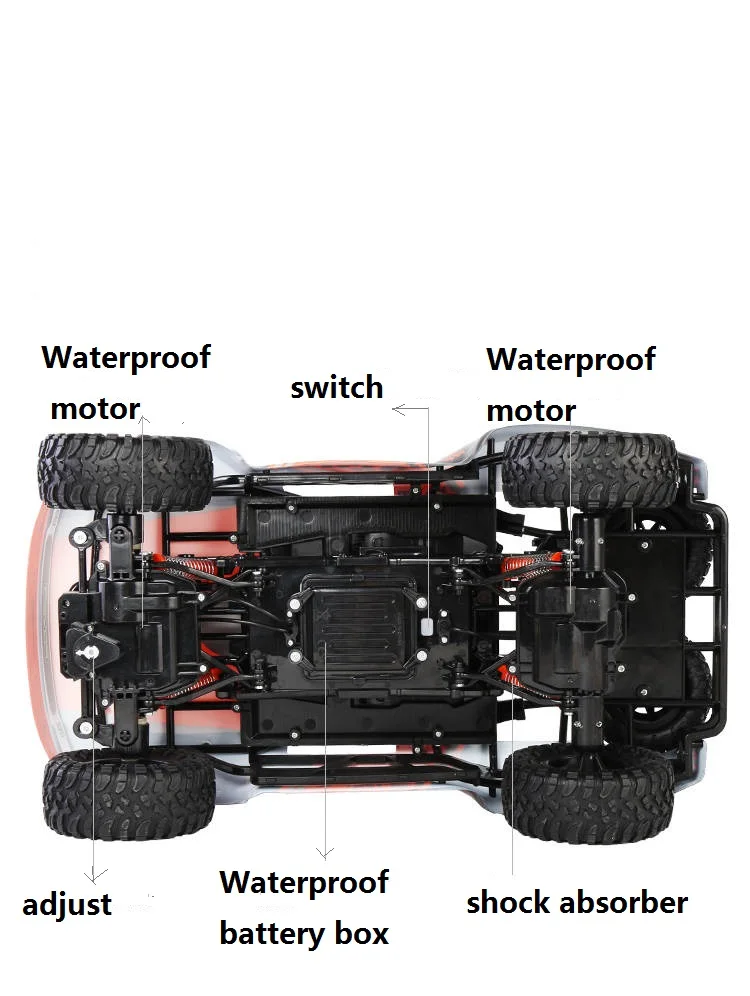 Rc-car-1: 10 rc автомобиль 48 см большой внедорожный Водонепроницаемый rc автомобиль работает на суше и воде 1/10 игрушечные машинки rc для детей