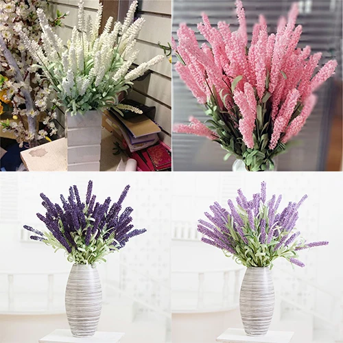 

12 Heads Provence Lavender Bouquet Artificial Flowers Fake Silk Flowers Wedding Party Home Decor