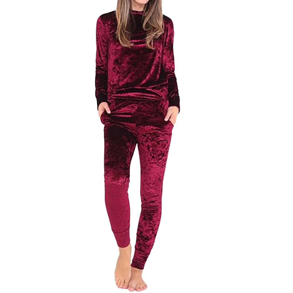 Женский бархатный комплект для бега Осенний однотонный спортивный костюм из