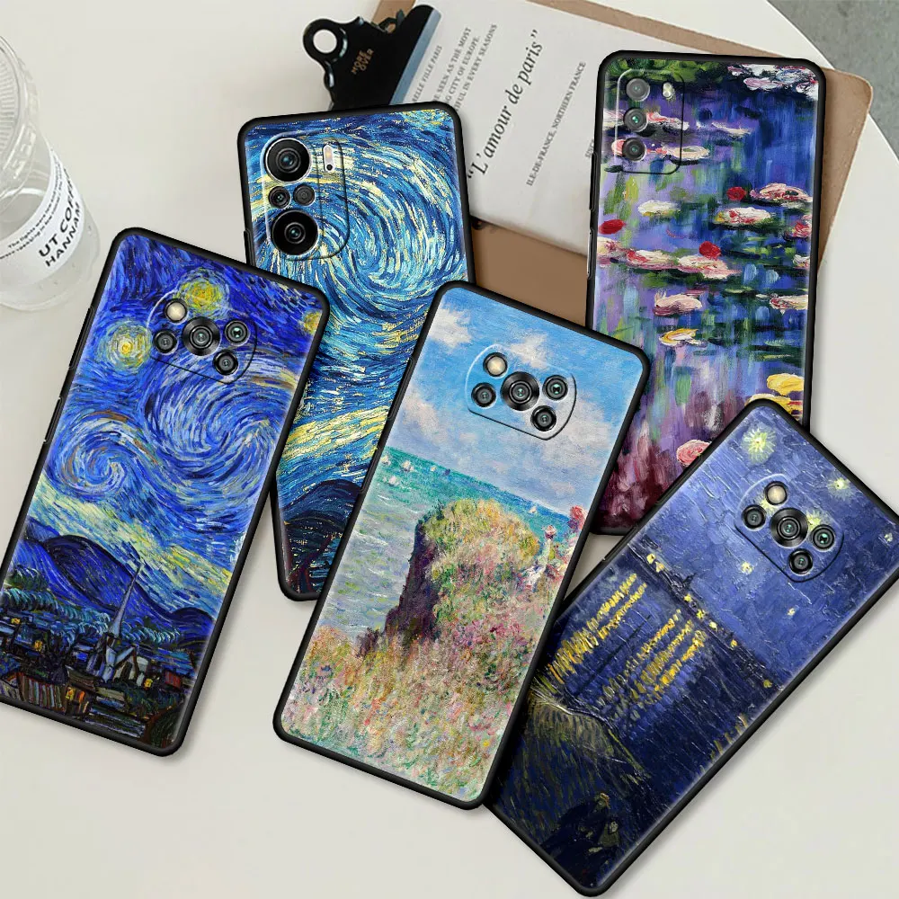 

Quakeproof Case for Xiaomi Poco X3 NFC M3 F1 F3 GT Phone Cover for Redmi K40 Mi 11 Lite Tpu Paintings Starry Night Soft Capa