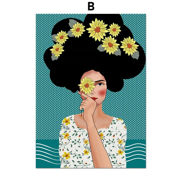 

Abstract Fashion Retro Hair Art Girl Wall Art Canvas Painting Nordic Posters And Prints Wall Pictures For Living Room Unframed