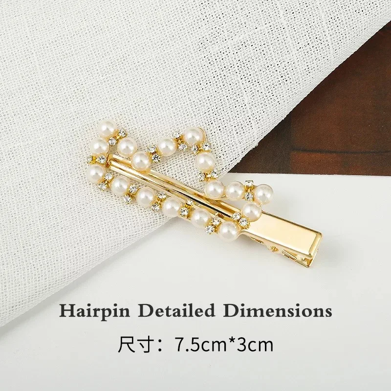 

Fashion simple geometric shape pearl inlaid hairpin female rhinestone hairpin side clip girl headdress