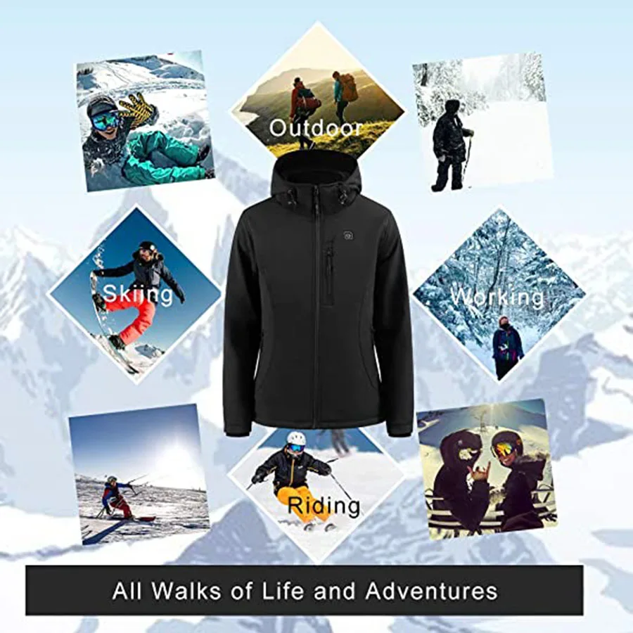 

2021 men's and women Jacket heated vest with Hood Winter Thermal Outdoor Coat with Battery Pack 8 Adjustable Heating Setting