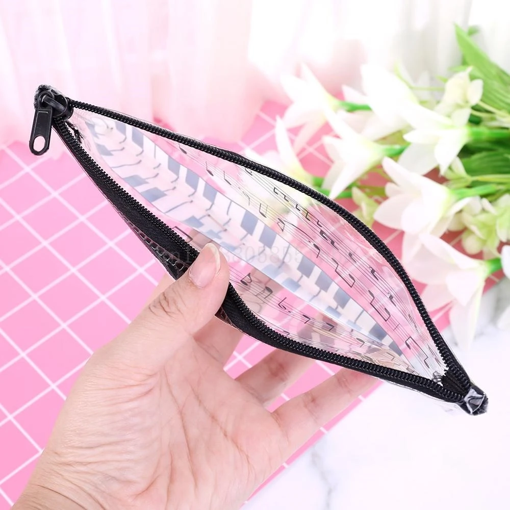 

Music Note Piano Keyboard Pencil Case Plastic Transparent Pen Bag Student Gift