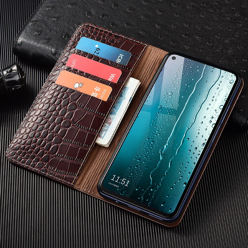 

For Nokia C1 C2 C3 X5 X6 X7 X71 1 2 3 4 5 6 7 8 Plus Sirocco PureView Case Crocodile Genuine Leather Flip Cover Wallet Protector
