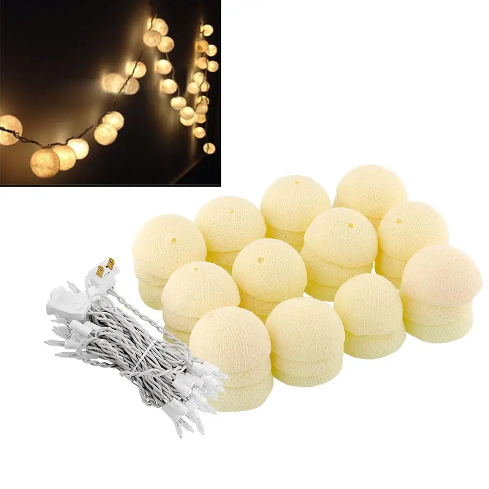 

Home 35 LED CottonBallLights LED String Light IvoryWhite Cotton Ball Party Colorful Decor Romantic Tree Christmas Indoor