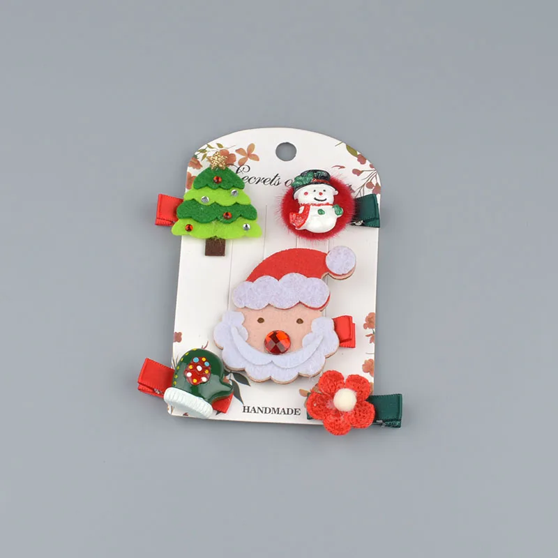 5 pieces / Set Girls cartoon christmas gift hair ornament set hairpin hair ornament hair ornament hair hoop children hairpin Hea