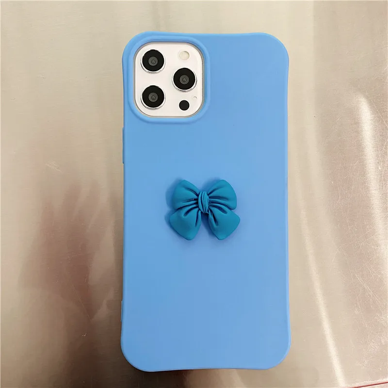 

Cute 3D Bowknot Phone Case Soft Silicone Anti-fall Cover Protective Shell For iPhone 12 Mini 11 Pro XS Max XR X SE 2 8 7 6S Plus