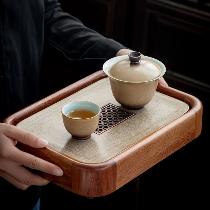 

Простой деревянный поднос для чая, сухая в воде пузырьковая подача, поднос для чая кунг-фу, декоративный столик для гостиной, домашняя чайна...