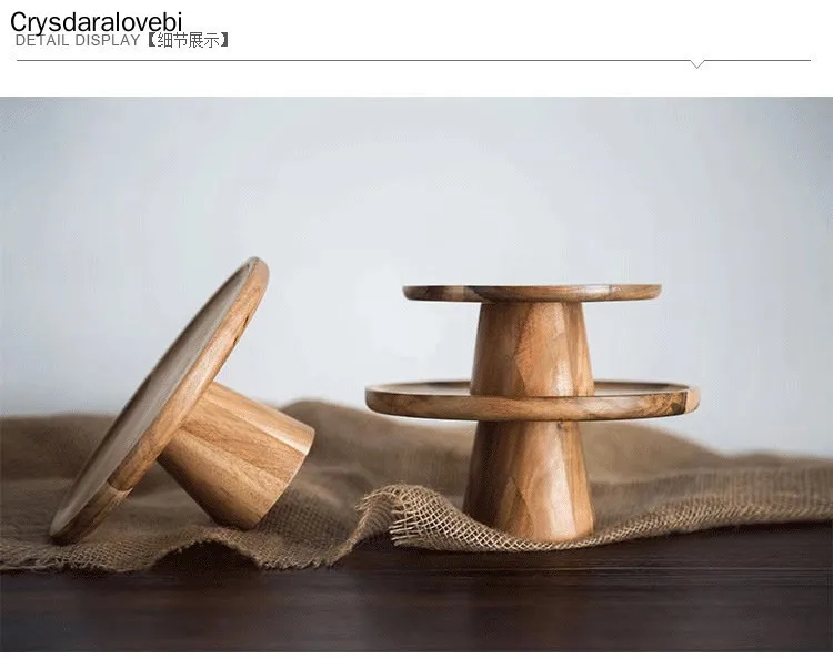 

High Stand Wooden Cake Plate Creative Food Serving Trays Multi-Use Eco Naural Wood Dessert Fruit Snack Tray Home Decor