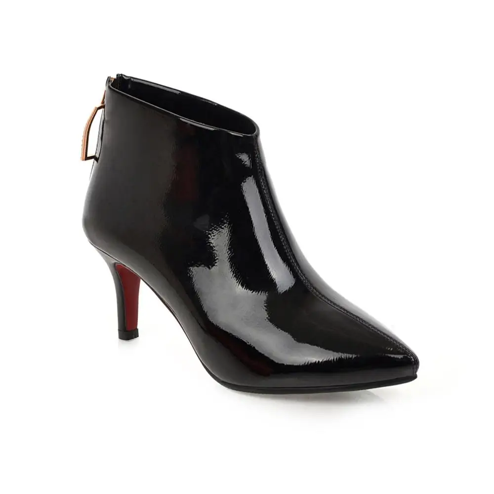

2019 high quality woman shoes beige red black stilettos ankle boots for women thin high heels winter boots size 43