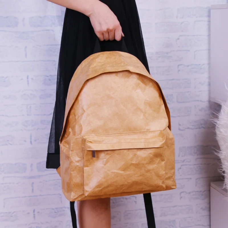 Unisex Backpack Kraft Paper Student School Bag Multifunctional Large Capacity Washable Tear-Resistant Environmentally | Багаж и сумки
