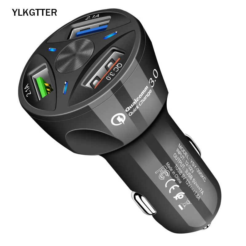 YLKGTTER 3A Быстрая зарядка 4 0 3 USB Автомобильное зарядное устройство для iPhone samsung Xiaomi