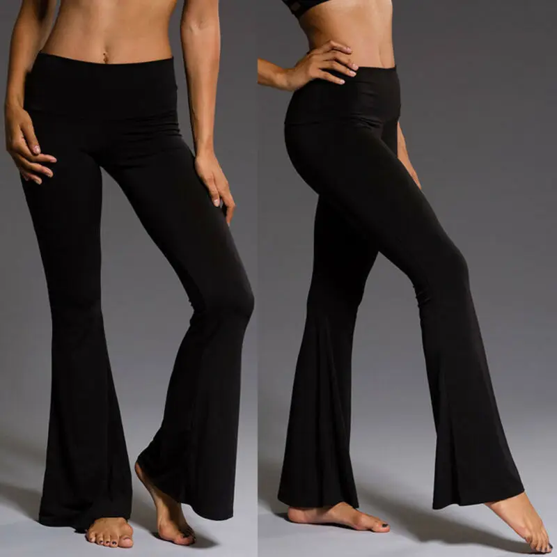 Женские расклешенные брюки элегантные черные повседневные с высокой талией и
