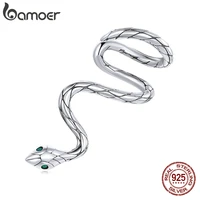 bamoer 925 sterling silver rich 1 piece magical snake earring clip hoop for women and menamel ear buckle fashion jewelry bse510