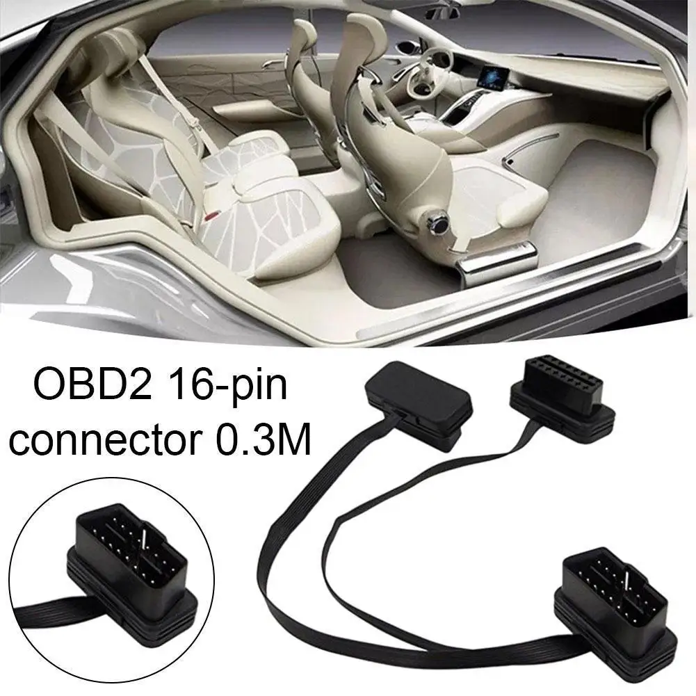 

Портативный Удлинительный шнур OBD2, один разделитель-два соединительных адаптера, проводной Диагностический кабель для интерфейса OBD, модел...