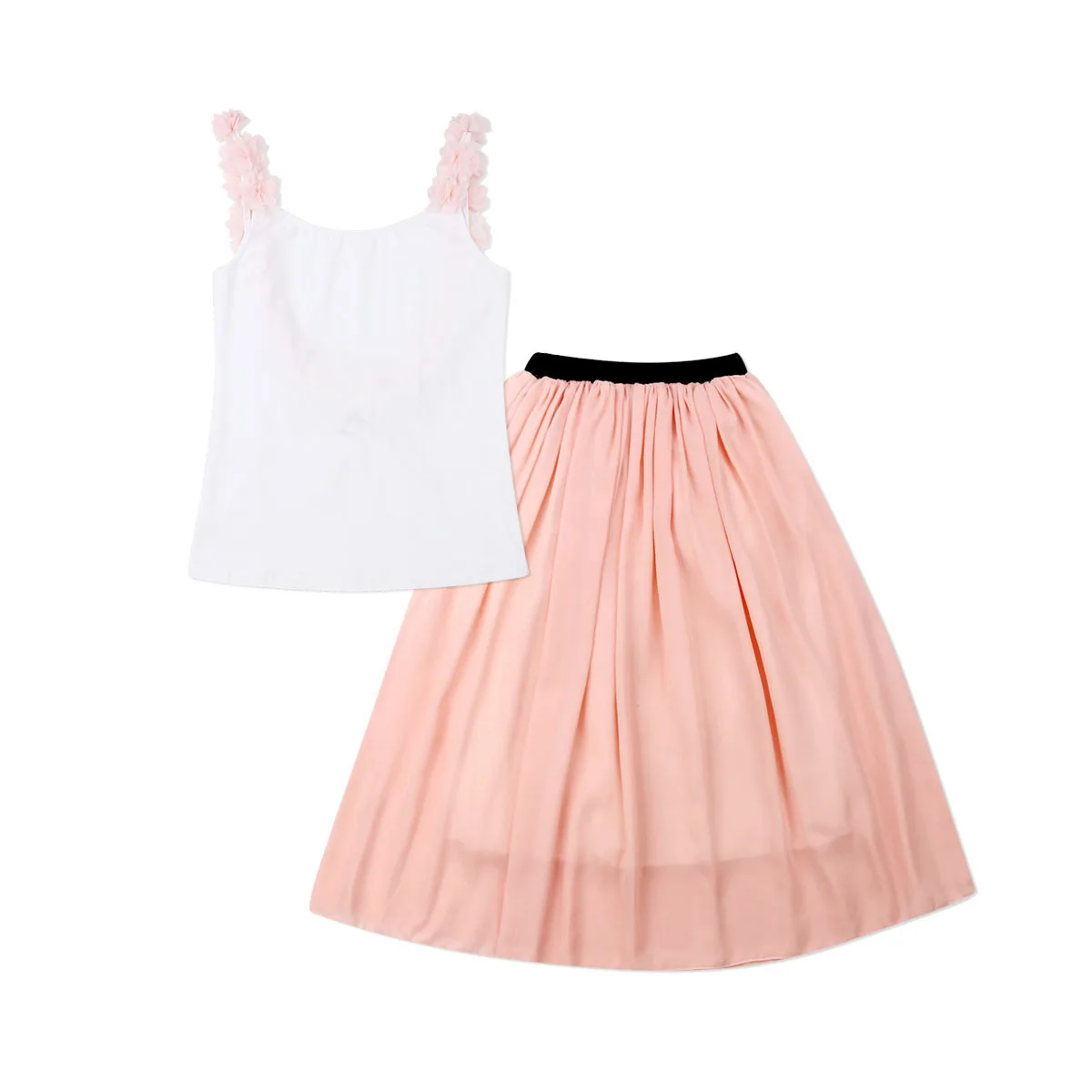 Модный летний комплект из 2 предметов для девочек: футболка с цветочным рисунком