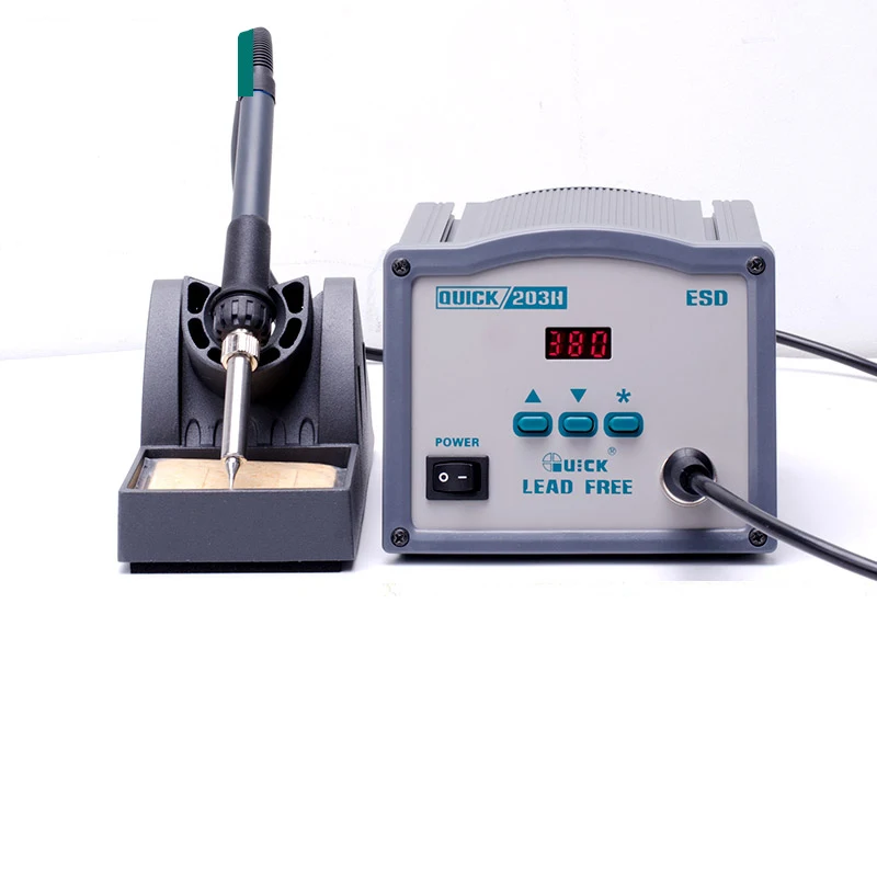 

High Frequency Eddy Current Constant Temperature Digital Display Lead Free Soldering Station Electric Iron QUICK-203H 90W