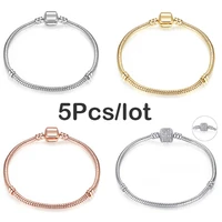 5pcslot best selling style silver plated copper snake chain charm bracelet for women fine braceletsbangles diy jewelry making