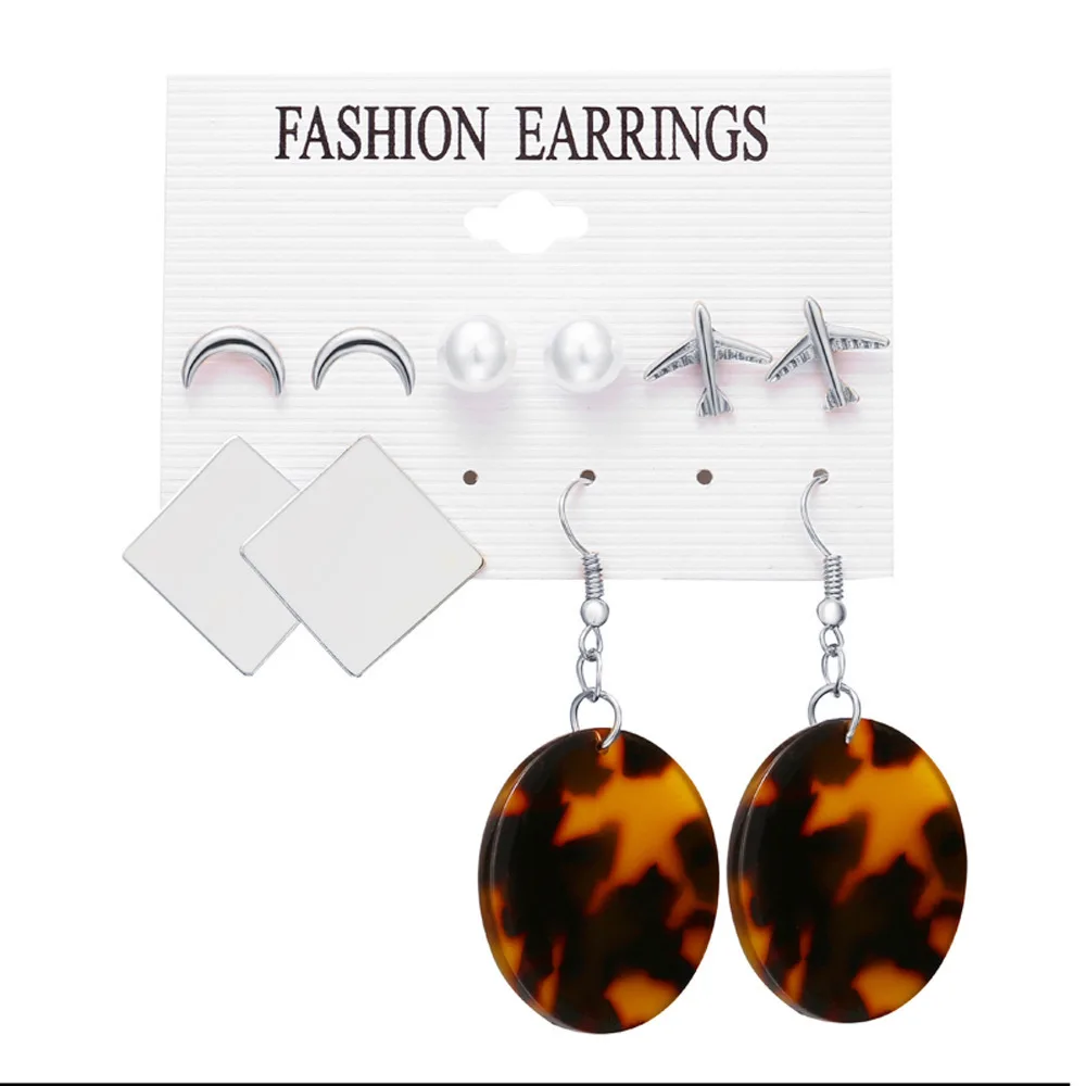 

Vintage Creative Metal Sheet Acrylic Earrings For Women 5 Pairs Suit Simple Earings 2018 Fashion Female Brinco Jewelry