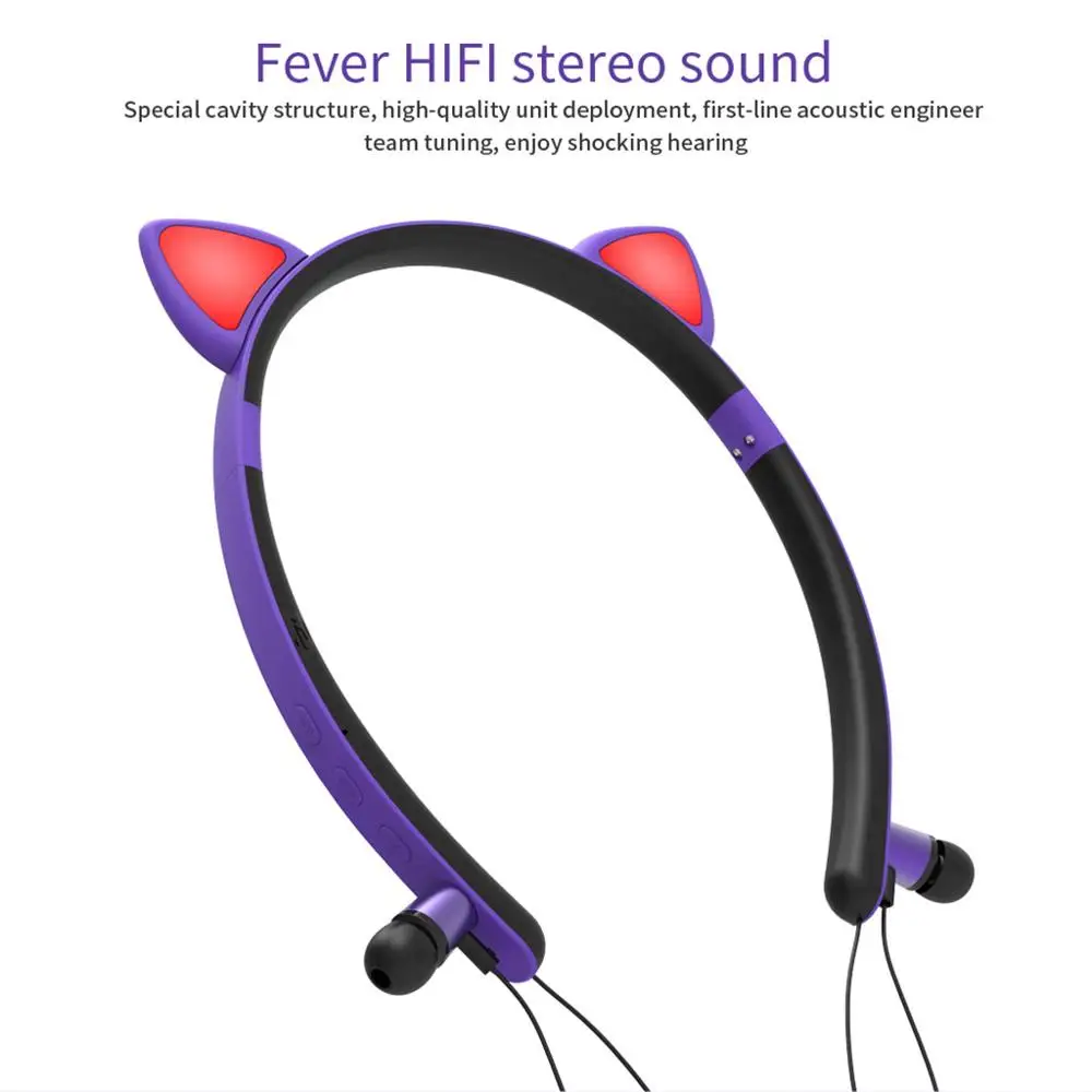 Светодиодный светящийся настоящий беспроводной bluetooth наушники auriculares мультфильм