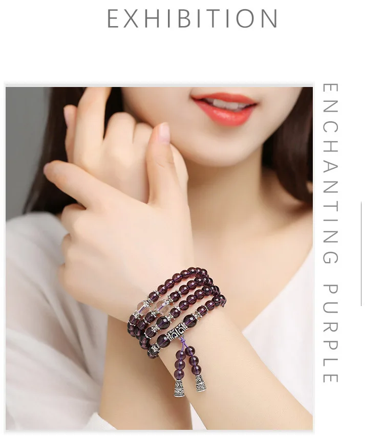 Браслет фэн шуй с аметистом декоративное Ювелирное Украшение из драгоценных