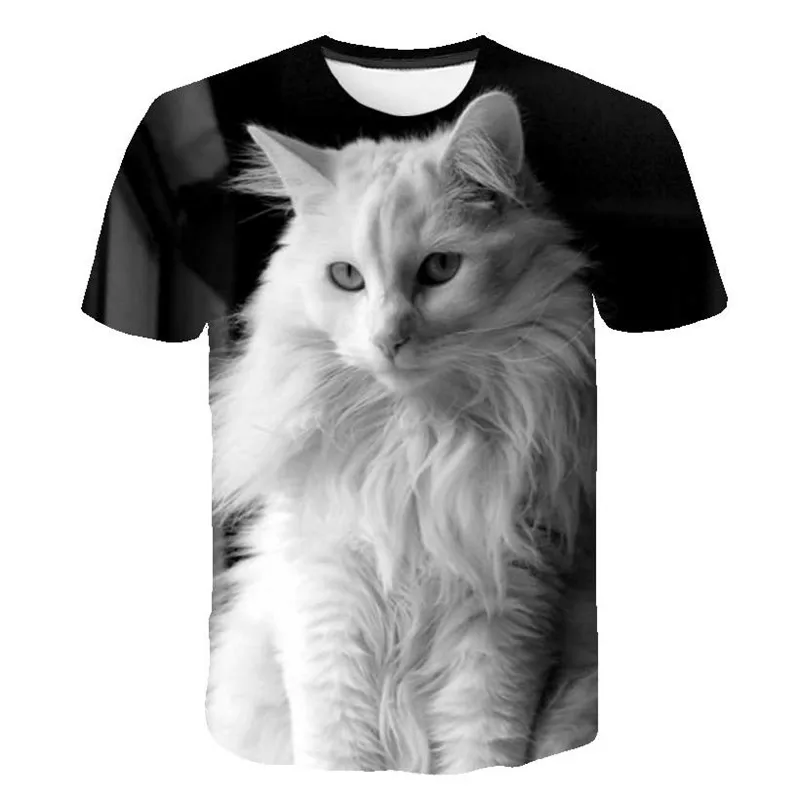 

Cat Children T-shirt for Boy 2021 Animal Print Cat Boys T Shirt for Girls Tops Cartoon Kids tshirt Clothes 3-14 Yrs