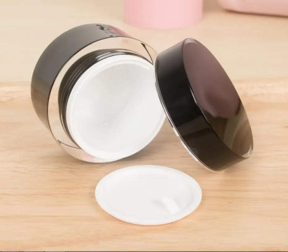 

50G straight round black acrylic jar pot tin bottle for cream/essence/moisturizer/gel cosmetic packing plastic jar
