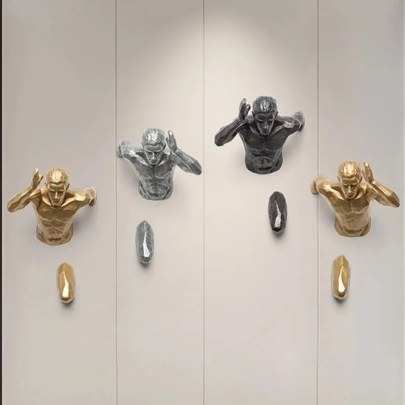 

Modern Creative European and American Running Character Resin Sculpture Living Room Background Wall Decoration Pendant MYP6