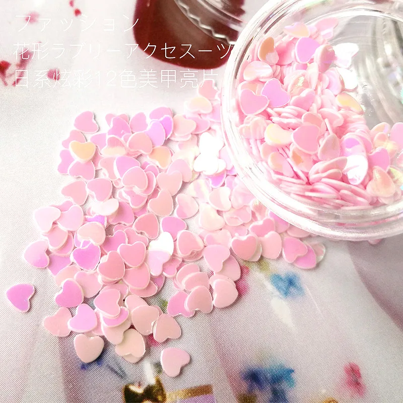 Crystal drops, solid heart sequins, flash powder, nail patch, manicure DIY ornaments, hand-filled material accessories