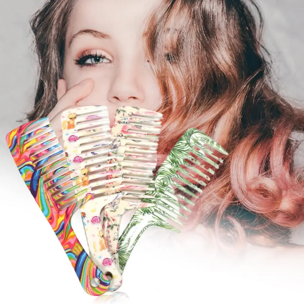 

Resistance Leaf Print Wide Tooth Comb Hair Brush Hairdresser Professional Accessories Hairdressing Supplies
