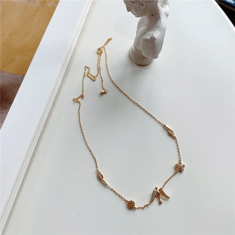 RUIYI реальные 925 стерлингового серебра 18K позолоченные нежный колье для женщин