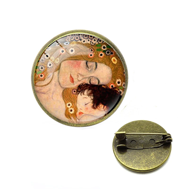 2019 Новая мода Поцелуй Климта Камея стеклянная брошь с картинкой фото ручной