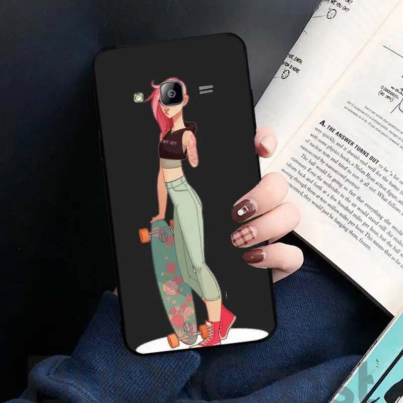 

Skateboard cartoon girl Phone Case For Samsung galaxy S 7 8 9 10 20 edge A 6 10 20 30 50 51 52 70 note plus