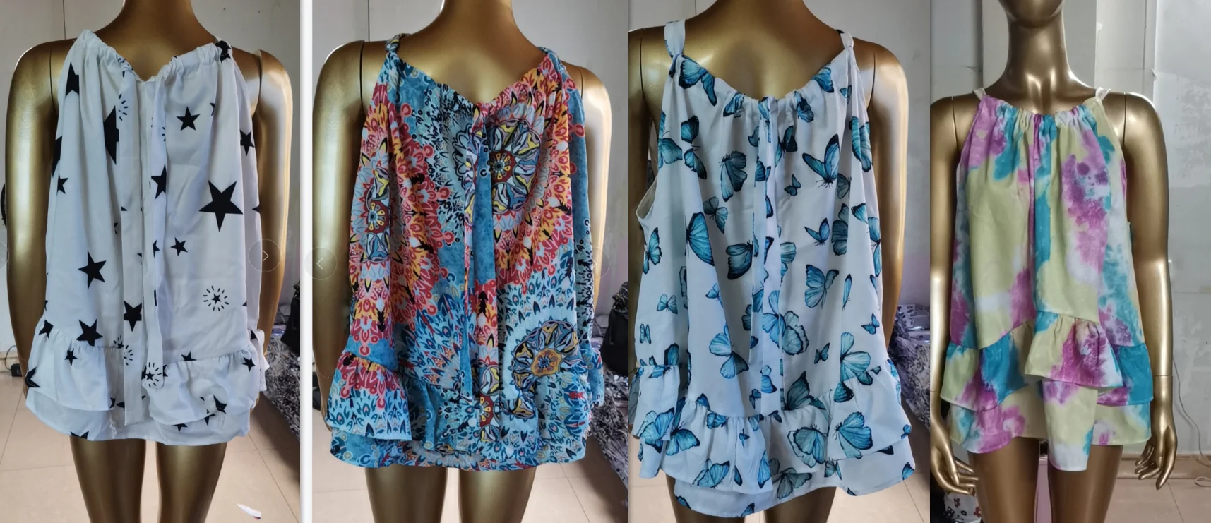 

Tee Shirt Femme Tank Top Women Summertime Fashion O-neck Vest Layered Ruffles Print Sleeveless Top Camisetas De Mujer