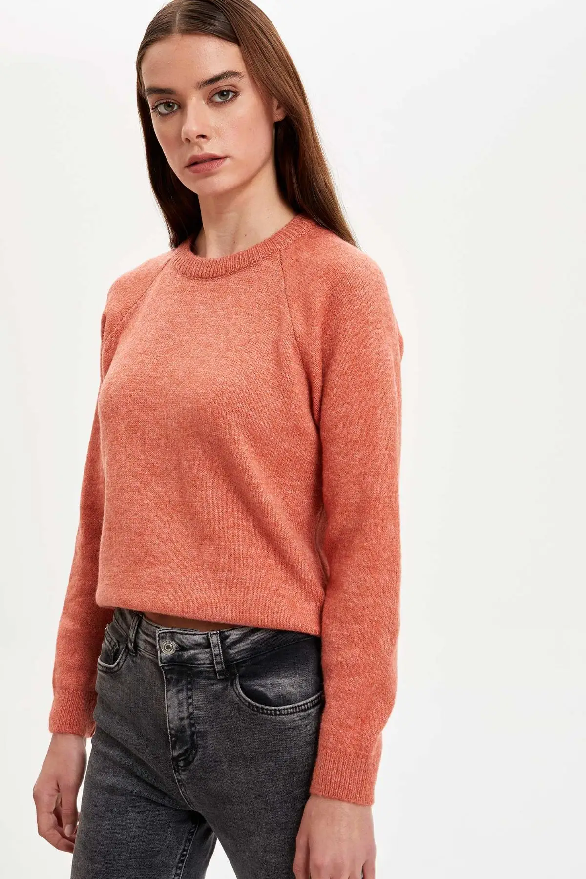 DeFacto Осенняя женская обувь Трикотаж Свитер с v-образной горловиной джемпер