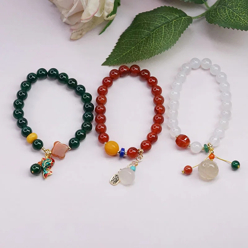 

Retro Ethnic Style Bracelet Lotus Agate Bracelet Natural Stone Bracelets Women Jewelry