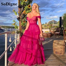 SoDigne Sexy Off Shoulder Prom Dresses For Women Corset Ruffles Tiered Long Evening Party Gowns Celebrity Dress Custom Made (3)