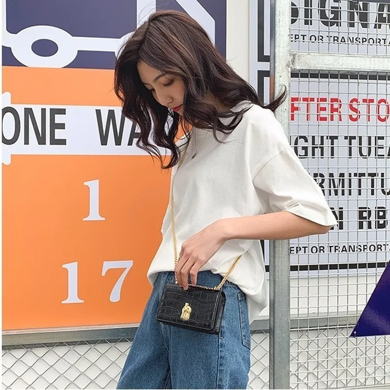 Весна Лето 2020 новая футболка женская Ins свободная с коротким рукавом одноцветная