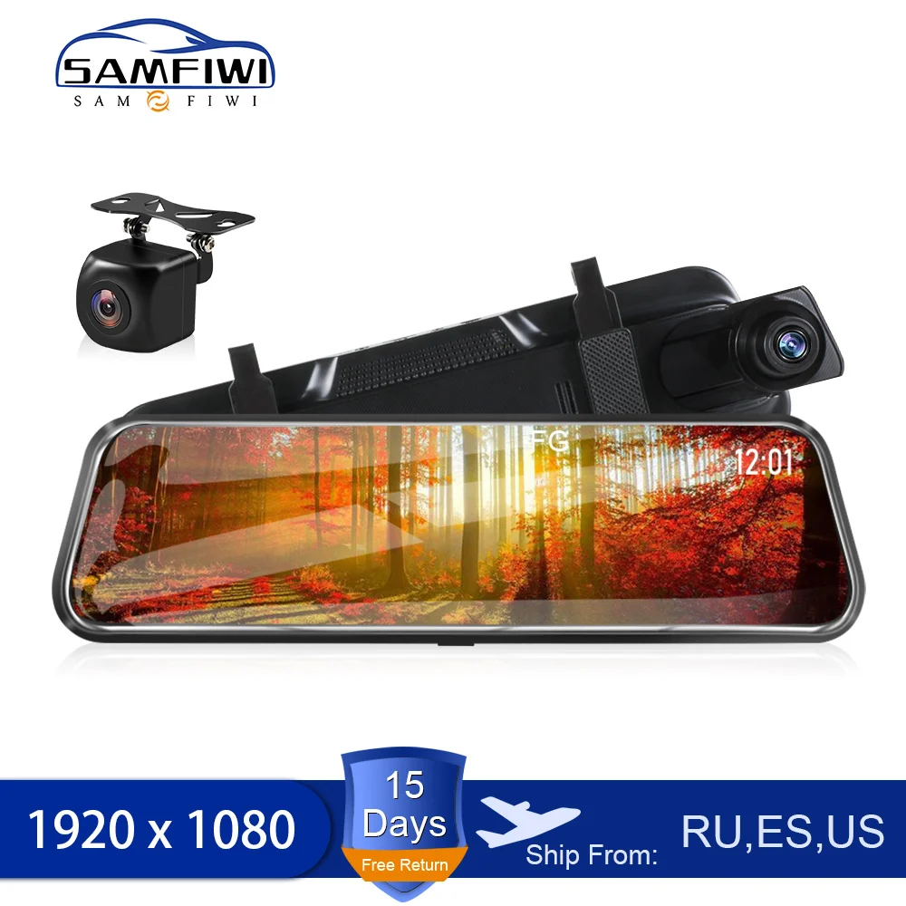 Зеркало видеорегистратор с 10 дюймовым IPS экраном Full Hd потоковое зеркало заднего