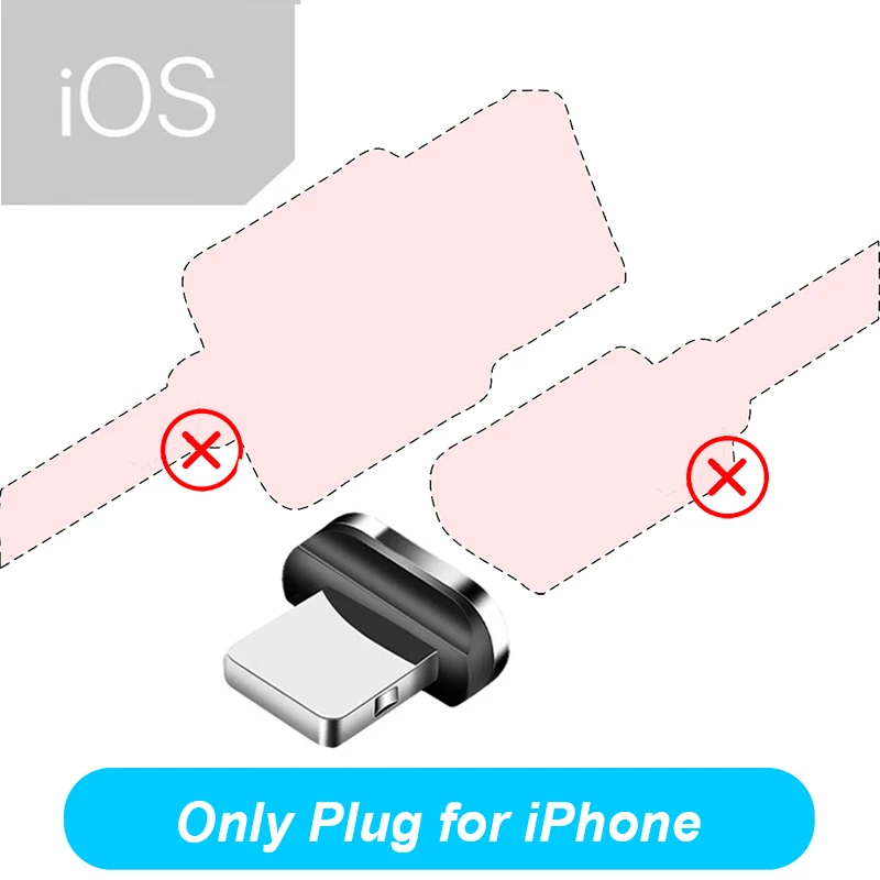 forIOS Plug No Cable Магнитный кабель для быстрой зарядки, длинный Магнитный кабель Micro US C-type, синхронный Магнитный кабель для передачи данных для samsung IPhone huawei - Цвет: forIOS Plug No Cable