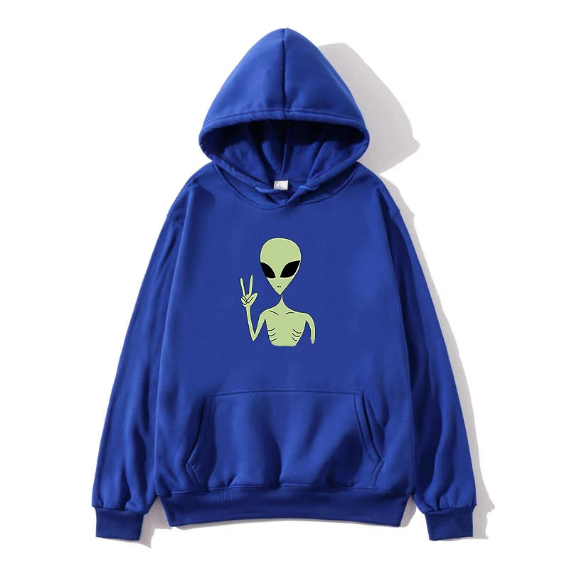 2020 New Kawai Harajuku Fun Alien Oversized Hoodie Sweatshirts Autumn Winter Women's Kawaii Loose Long Sleeve Top Plus Size