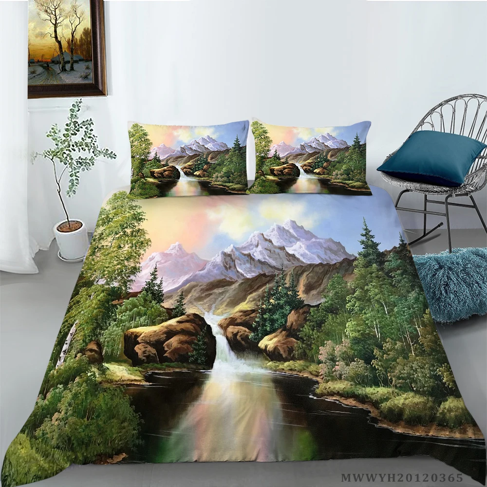 

3D Landscape Forest Oil Painting Printing Bedding set Duvet cover with pillowcases Twin Full Queen King sizes 2/3pcs