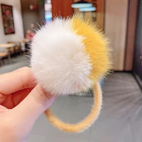 Ruoshui Woman Pompom Ball Hair Ties Girls Elasit Hairband Candy Colors Scrunchies Hair Accessories Ornaments Hair Rope Gum