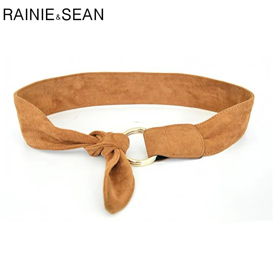Ремень с пряжкой двойным кольцом RAINIE SEAN Мягкие Замшевые ремни женские широкие