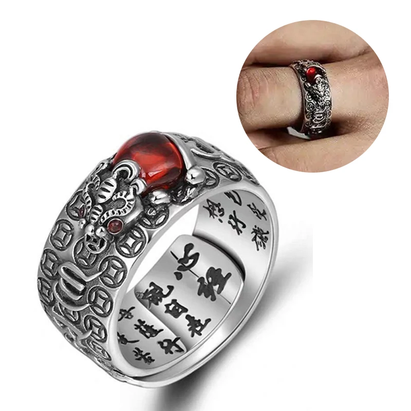 

Popular Feng Shui Pixiu Golden Toad Amulet Wealth Lucky Open Adjustable Ring Buddhist Animal Holy Beast Jewelry for Women Men