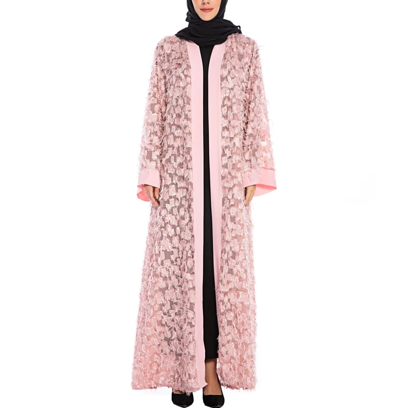 MISSJOY fashion 2019 Abaya Muslim Women Dress Elegant Kimono Tassel Loose Kaftan Dubai Cardigan Pure Color Islamic Clothing Arab |