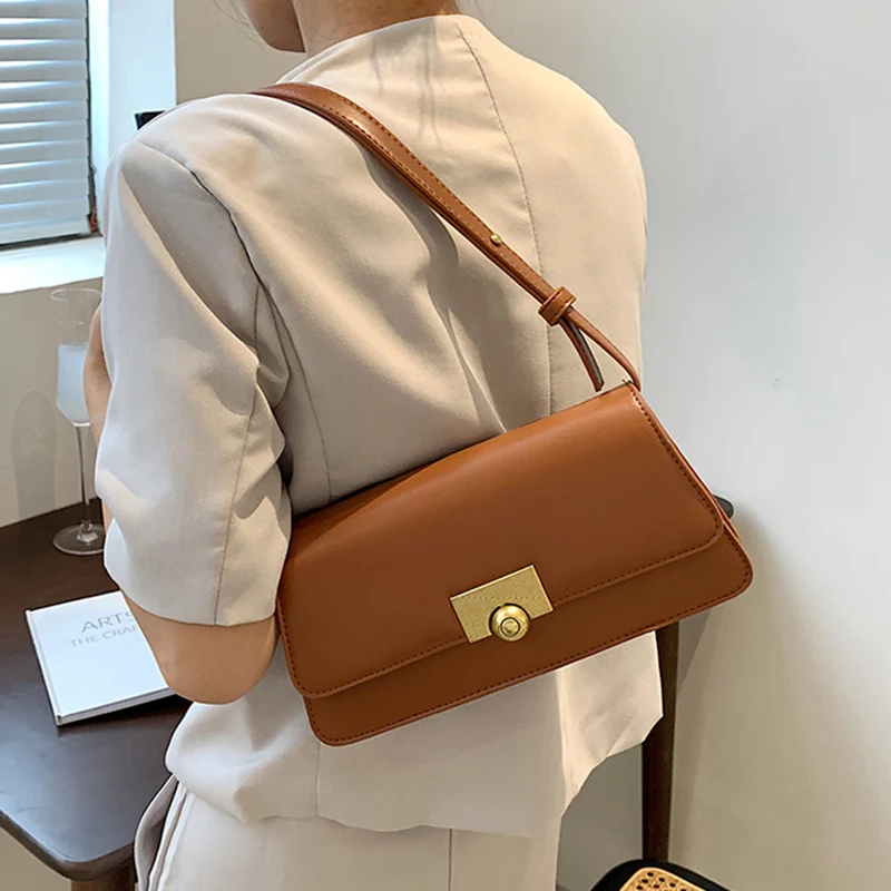 

Elegant Women Strap Shoulder Bags Vintage Lady Crossbody Bags Small Simple Female PU Leather Handbags Clutch Evening Party Bags